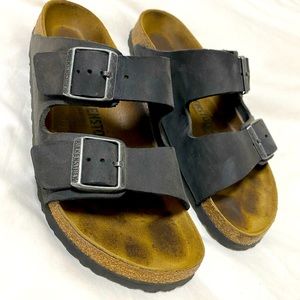 Birkenstock Arizona Oiled Leather Mens Size 40 N - Black